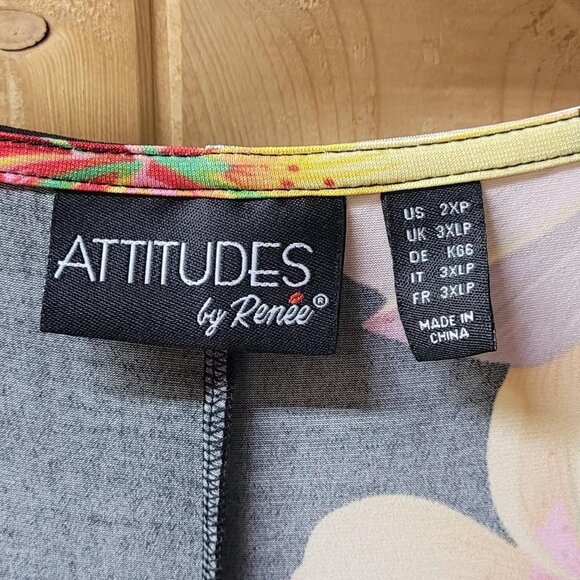 Renee Attitudes Black Floral Maxi Dress 2X #maxidress - Picture 2 of 3